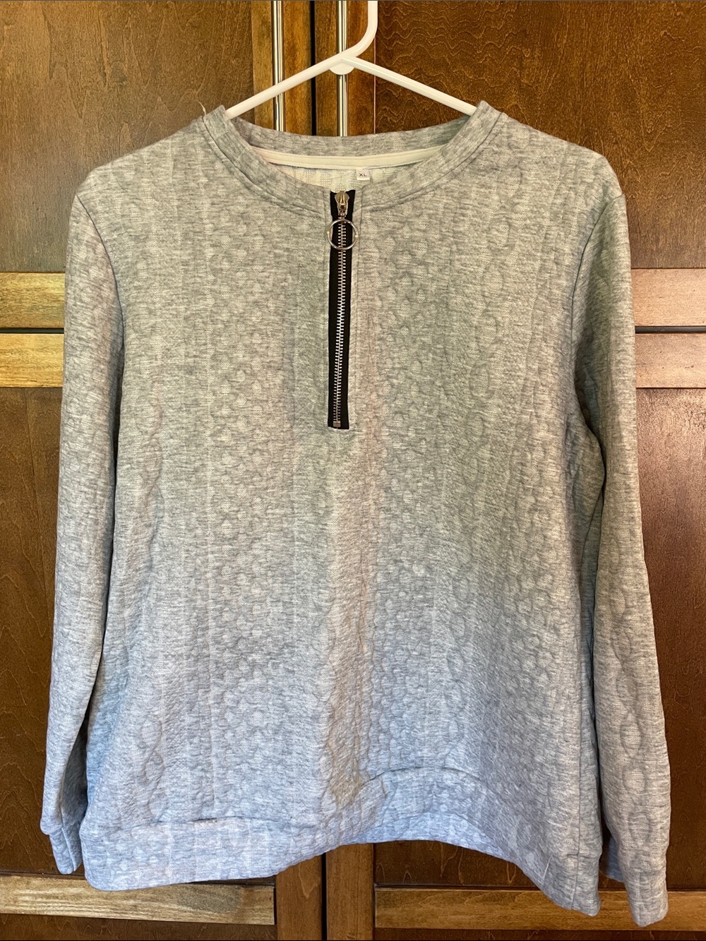 Casual Heather Gray Quarter-Zip Women's Top